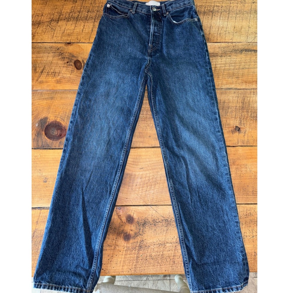 Everlane Womens The 90s Way-High Jean Medium Blue Denim Straight Leg 25 Long